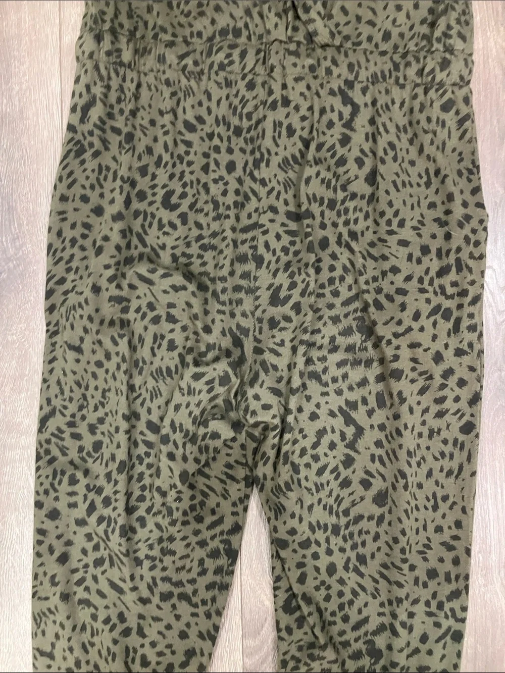 Treasure & Bond Olive and Black Leopard-Spot Jumpsuit, Like New, Size 10/12